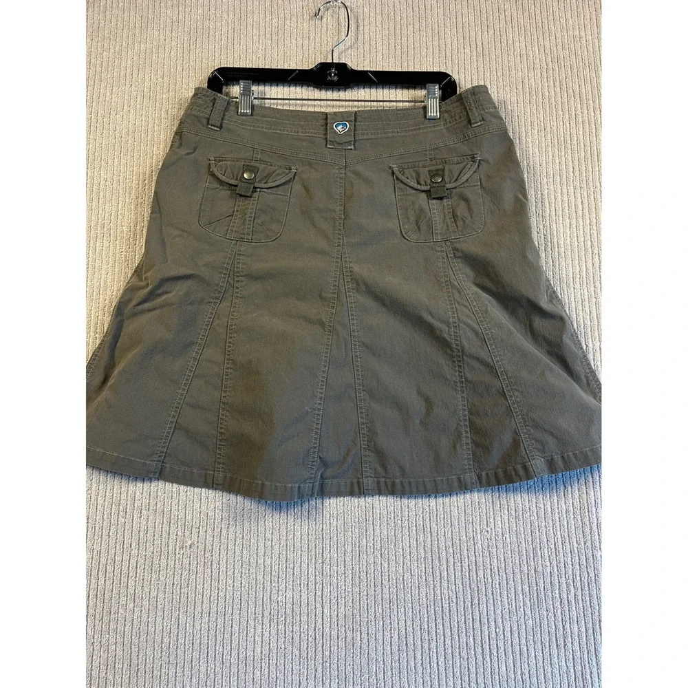 Kuhl Skirt Womens 12 Gray Olive A-Line Utility Hiking Y2K Outdoor Cotton Nylon